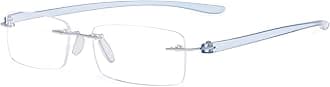 Eyekepper Small Lenes Rimless Reading Glasses Women - Frameless Reader Eyeglasses for Men Reading with Blue Arms +1.50