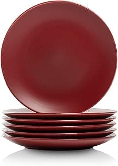 10 Strawberry Street Wazee Matte 8.25" Coupe Salad Plate, Set of 6, Red