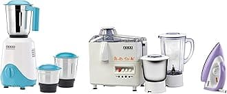 USHA RapidMix 500-Watt Copper Motor Mixer Grinder (Sea Green/White) & 100WB 1100 W Dry Iron (Purple) & Usha 3345 450-Watt Juicer Mixer Grinder with 2 Jars (White)