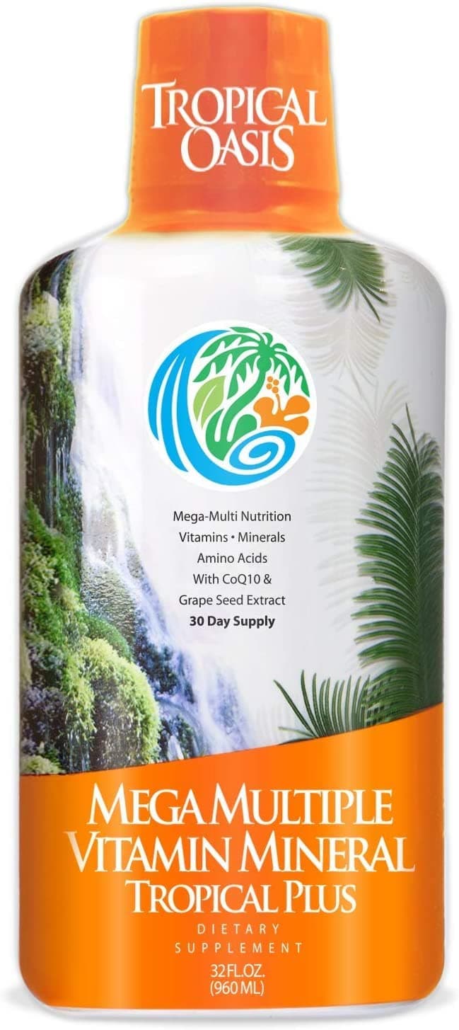 Mega Plus - Liquid Multivitamin and Mineral Supplement – Includes 85 Vitamins & Minerals, 20 Amino Acids + CoQ10, Grape Seed Extract & Organic Aloe Vera - 32oz, 32 Servings, 33460