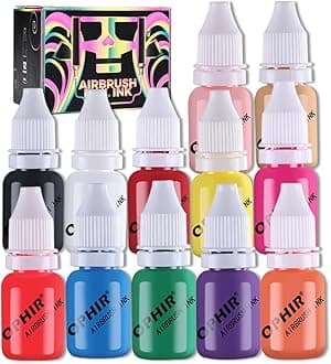 OPHIR 12 Colors Nail Art Inks Airbrush Paint, Acrylic Paint Nail Polish/Pigments for Hobby, Craft, Shoe Painting Nail Stencils Painting 10ML/Bottle Nail Tools