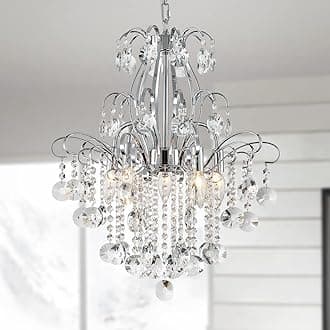 WUZUPS Crystal Chandelier 5-Light Pendant Ceiling Light Modern Lighting Fixture for Bedroom Hallway Bar Kitchen Bathroom, H 22.6'' x W 19.2'', E12 Base, Chrome