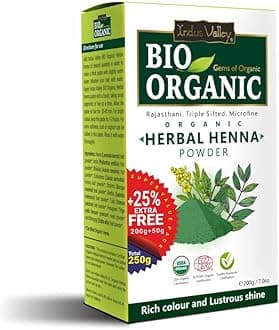 INDUS VALLEY Bio Organic Herbal Henna Powder (200g + 50g=250g) - Green