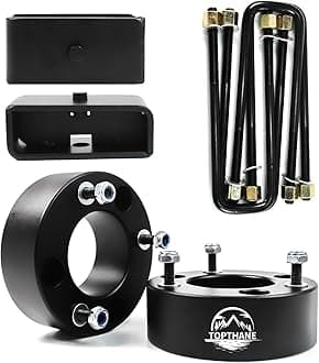 3" Front and 2" Rear Leveling Lift Kits for 2007-2024 Chevy Silverado 1500 GMC Sierra 1500, 3'' Front Strut Spacers and 2'' Rear Leveling kit, Black Suspension Lift Kits