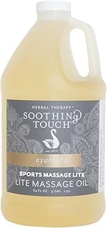Soothing Touch Sports Massage Lite Oil, 1/2 Gallon, Deep Penetration, Quick Absorption, Peppermint, Eucalyptus, Clove, Leaves No Residue, Soft, Moisturized Skin