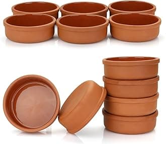 Areste Mexican Clay Cookware Set ( Set of 12) - Terracotta Cooking Pots, Bowls, Plates, and Serving Dishes - Premium Spanish Earthenware for Baking, Yogurt, Kheer, Meat, Vegetables, Turkish Cuisine -