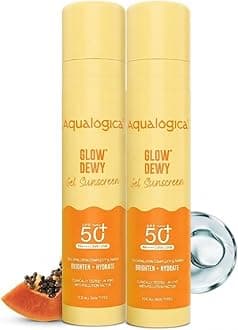 Aqualogica Glow+ Dewy Gel Sunscreen - 50 g x 2 | SPF 50+ PA++++ | In-Vivo Tested | New-age Filters | 12-Hour* Sun Protection | Tan Protection | For Bright & Hydrated Skin | Fragrance-Free & No White Cast | C-Hyaluron Complex™ & Papaya | Broad Spectrum UVA/B & Blue Light Protection | Lightweight | For Men & Women