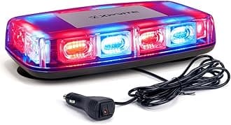 Xprite Upgraded 12" 72LED Rooftop Mini Strobe Lights, Emergency Safety Flashing Beacon Light Bar with Magnetic Base for 12V-24V Construction Vehicles, Trucks, Snow Plow, Postal Car (Mix Red/Blue)