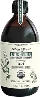 Flora Biome - Live Probiotic, Prebiotic, & Postbiotic – Organic Live-Culture – 10 Probiotic Strains, 18 Fermented Herbs - Complete Gut Health & Microbiome Optimizer (16 oz)