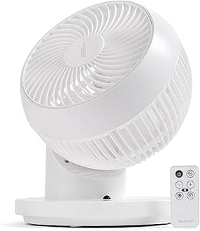 IRIS USA WOOZOO Air Circulator Fan with Remote, 360° Oscillation, 3 Speeds, 52ft Max Air Distance, Quiet Motor, Small Fan for Bedroom, Office, Dorm, White