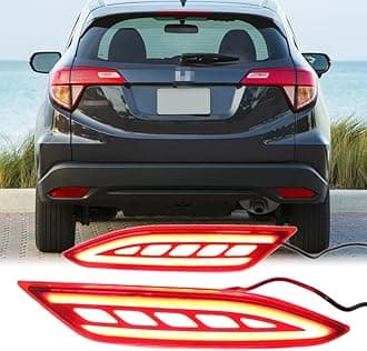 Rear LED Reflector Tail Light for Honda Vezel HR-V HRV 2015-2020 Driving Braking Lamp Bumper Taillight with Dynamic Sequential Turning Function (Red Lens)