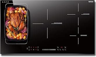 Karinear Induction Hob, 5 Zone Induction Cooker, Built-in 90cm Hob, Electric Hob with Touch Slide Control, Timer, Child Lock, Boost