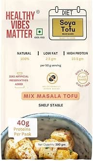 HEALTHY VIBES MATTER SOYA TOFU PANEER | MIX MASALA FLAVOUR BLAST (200GM EACH )(Pack of 5) (Ambient Storage| Dairy & Gluten Free| High Fiber | No Preservatives & Additives| Soya Paneer Perfectly Plant-Based)