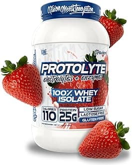 VMI Sports | ProtoLyte Whey Isolate Protein Powder | Low Calorie Whey for Weight Loss and Muscle Gain | Digestive Enzymes | Non-GMO (1.6 lb, Strawberry)