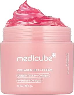 Medicube Collagen Jelly Cream-50ml with Niacinamide and Freeze-Dried Collagen improves uneven skin tone, boosts hydration, and 24-hour glow. No artificial colors. Korean skincare(1.69 fl. oz.)