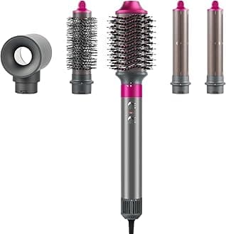 Hair Dryer Brush, webeauty 5 in 1 One Step Professional Hot Air Brush Set for Fast Drying, Curling Drying, Straightening Combing, Hair Styler [Ceramic Coating] [Negative Ion] 110000 RPM (Red)