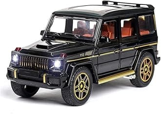 PINQUE Kids New Car 1:24 Barbus Diecast Alloy Metal Pull Back Car with Openable Doors Music Sound and Light Vehicle Toy Car for Boys (Black)