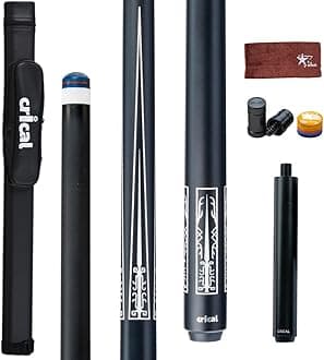 CRICAL Carbon Fiber Pool Cue Stick 58" Billiard Cue Sticks Professional Low Deflection Pool Sticks with 3/8 * 8 Pin Joint and 12.5mm Tip