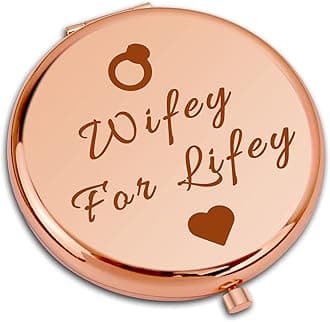Bridal Shower Gifts Wifey Gift Compact Makeup Mirror For Bride Wedding Gift for Bride from Groom Wife Gifts from Husband Bachelorette Party Gifts Folding Makeup Mirror Engagement Anniversary Present
