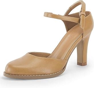 CoutgoCoutgo Womens Chunky High Heels Closed Pointed Toe Ankle Strap Pumps Vintage D'Orsay Dress Party Shoes