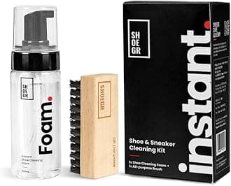 Instant Shoe Cleaning Kit | 150ml Shoe Cleaning Foam & 1 All-Purpose Brush, White Shoe Cleaning Kit, Shoe Cleaner Kit For Sneakers, Sports, Suede, Rubber | Shoe Cleaner Foam Spray