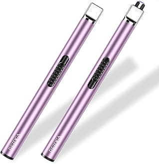 REIDEALighter S4 Electronic Candle Lighter USB Rechargeable with Security Lock, Windproof Fast Heat Sinking, Non-Slip Switch Electronic Lighter for Candle, Grill, Camping (2 Pack Lavender Purple)