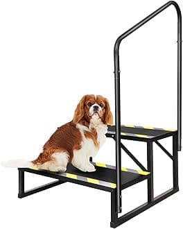 2 Step RV Stairs, Hot Tub Steps, Outdoor Spa Step Ladder with Handrail,Portable Economy 5th Wheel Stair for Travel Trailer, Motor Home, Camper and Porch with Non-Skid Tapes