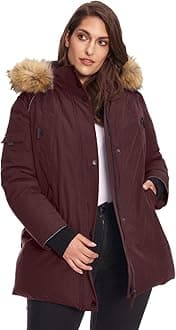 Glacier Women’s Vegan Down Winter Coat with Faux Fur Hood - Parka Jacket for Women