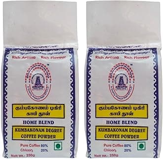 Kumbakonam Degree Coffee Powder – Home Blend with 80% Pure Coffee and 20% Chicory - 500g (2 × 250g Packs)