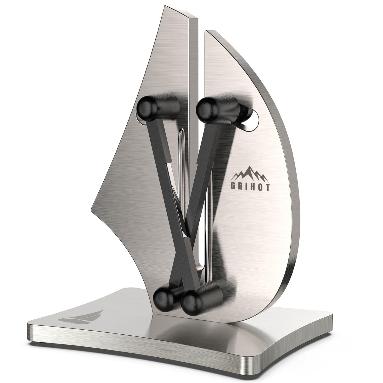 Professional Knife Sharpener | 3-Action Streamlined Sailboat Design for Effortless Knife Sharpening - The Ultimate Tool for Precision 11 to 21 Degree Angles (Upgrade Stainless Steel)