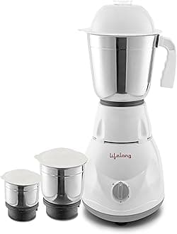 Mixer Grinder for Kitchen - 3 Jars 500 Watt Mixie With Chutney, Dry Grinder & Liquidizing Jars - Wet Grinder & Blender for Milkshake, Smoothie, Puree - Stainless Steel Blades (LLMG45)