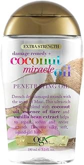 Coconut Miracle Oil Extra Strength Penetrating Hair Oil for Dry, Damaged, and Frizzy Hair, Intense Hydration, Frizz Control, and Shine with Coconut Oil, Tiare, and Vanilla Bean Extracts, 100 ml