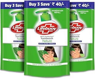 Lifebuoy Nature Germ Protection Handwash Refill, 185 ml (Pack of 3)