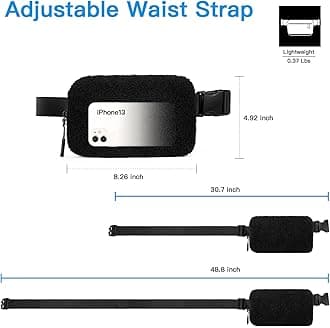 Telena Belt Bag for Women Men Fashionable Crossbody Fanny Pack for Women Trendy Waist Bag with Adjustable Strap Fleece Black