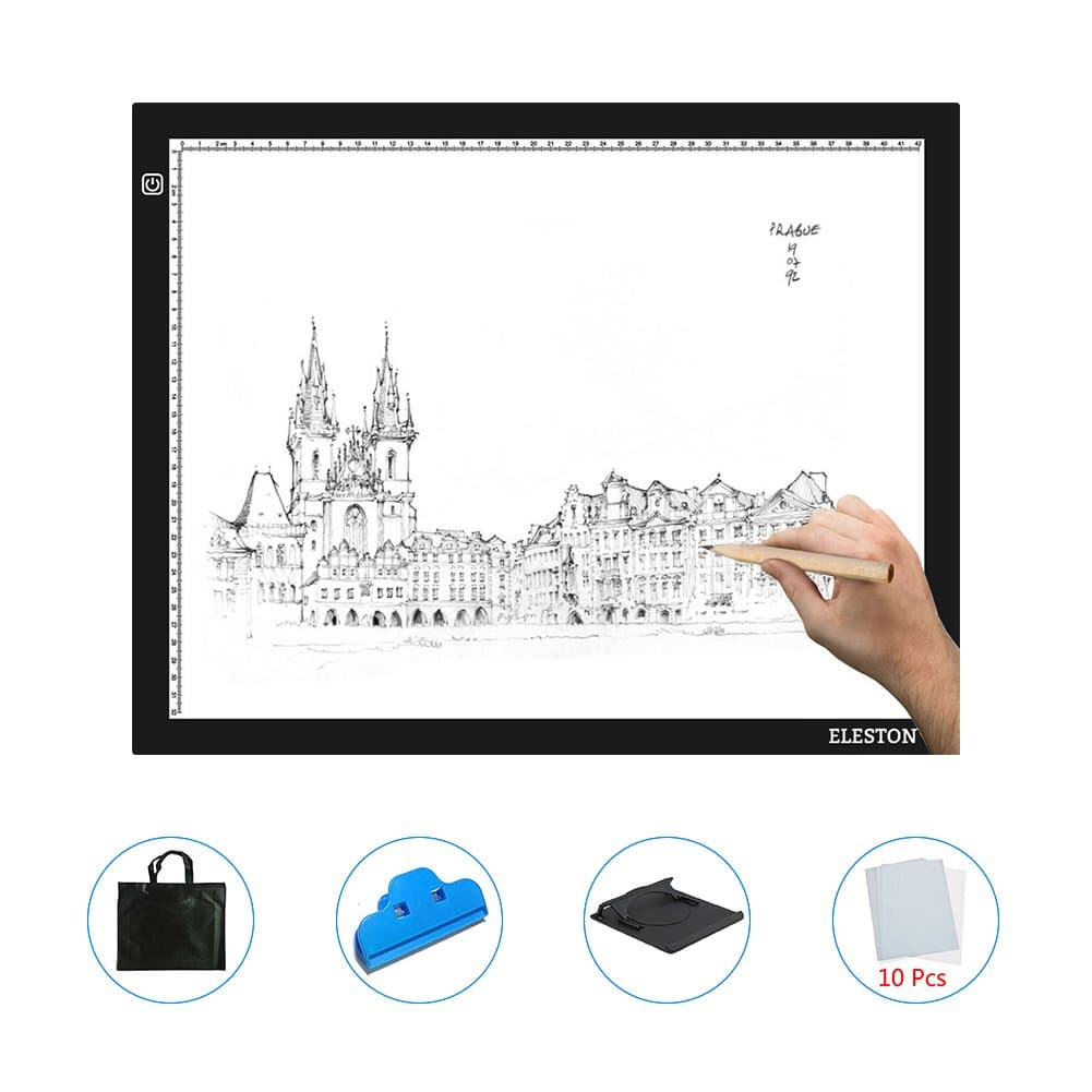 Eleston Modern Untra-thin LED Light Box, Portable Tracing Light Pad with Brightness Adjustable for Drawing Painting, Artists, Sketching, Animation (A3)