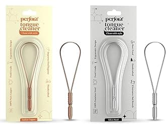 Copper & Silver Tongue Cleaner Combo for Men & Women | For Fresh Breath & Bacteria Removal | Improved Taste Sense & Oral Hygiene 100% Pure Indian Copper Tongue Scraper To Prevent Bad Breath
