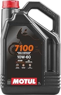 Motul 7100 4T 10W-60 100% Synthetic Ester Motorcycle Oil - JASO MA2 API SP Wet Clutch Compatible for Indian Moto Guzzi MV Agusta High-Performance Engines - 4 L