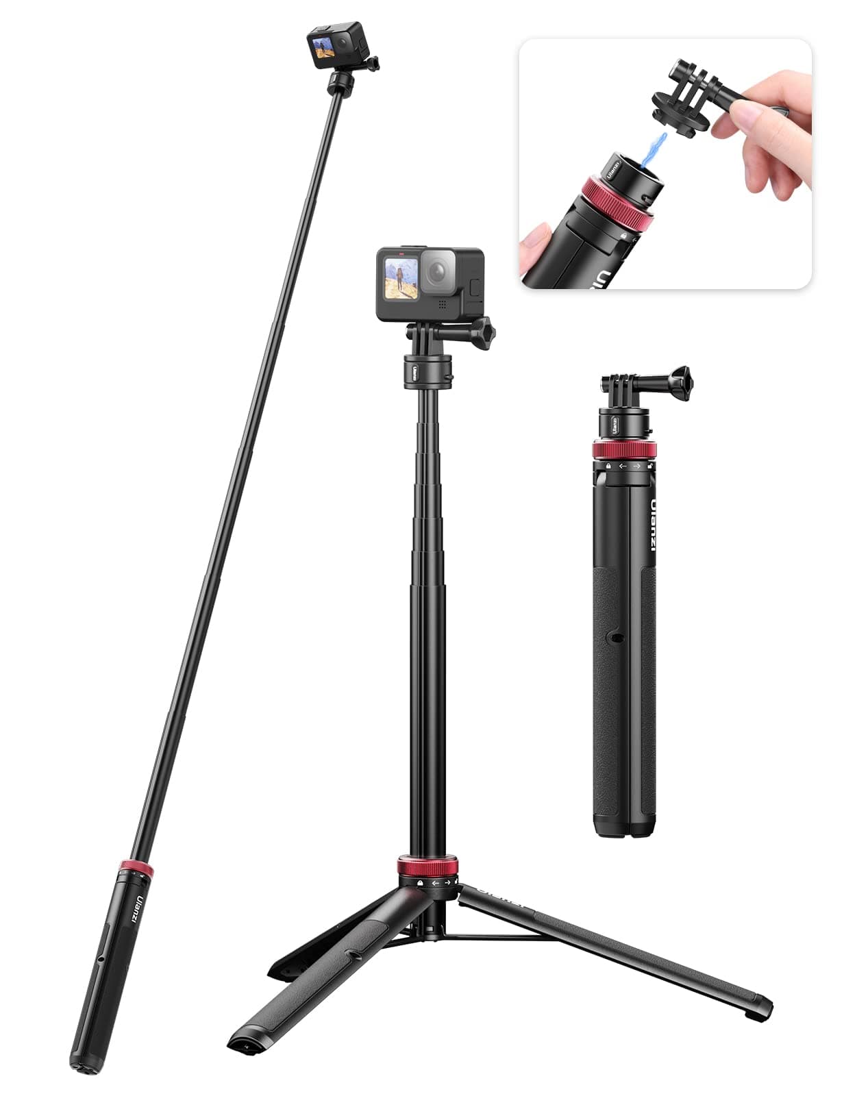 57in Extendable Selfie Tripod for Action Cameras