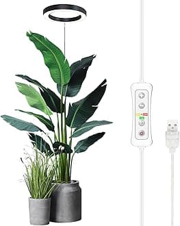Plant Grow Light,yadoker LED Growing Light Full Spectrum for Indoor Plants,Height Adjustable, Automatic Timer, 5V Low Safe Voltage,Idea for Large Plant Light