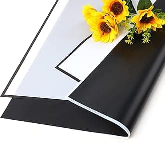 Just Flowers Waterproof Floral Wrapping Paper, Gift Wrapping Paper Roll Sheet, Florist Bouquet Supplies (Pack of 15 Flower Wrapping Paper, Black & White)