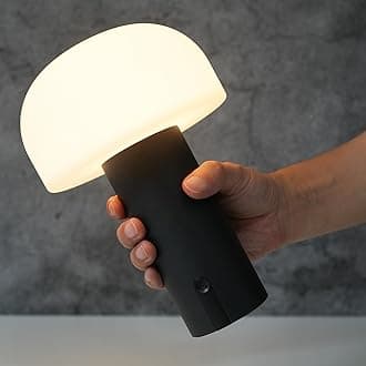 Outdoor Mushroom Table Lamp Rechargeable, Cordless Lamps for Patio Waterproof, Portable Battery Operated Lamp with USB Charging, Touch Dimming Night Light for Home/Porch/Restaurant (Black)