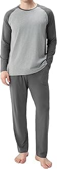 DAVID ARCHY Men's Cotton Raglan Sleepwear Long Sleeve Top & Bottom Pajama Lounge Set