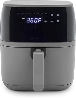 GreenLife Compact Electric Air Fryer Oven, 5.3 QT, PFAS-Free Ceramic Nonstick Drawer, 8 One Touch Digital Display, Easy View Window, Auto Shut-Off Timer, Dishwasher Safe Parts, 1500 Watts, Graphite