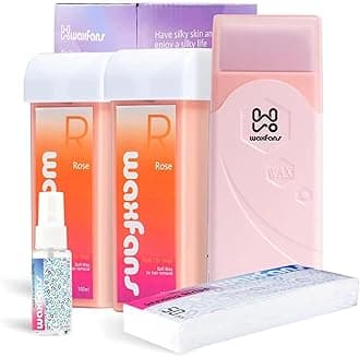 Waxfans Roller Waxing kit, Rose Roll on Wax Kit for Hair Removal.Natural Roses Keep Skin Hydrated and Shiny,Easy Operation and Long-Lasting Hair Removal Effect,Great Gift Waxing Kit