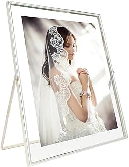 Silver Floating Picture Frame, 10x12 Inches, For Photo 9x11, 8x10, 7x9,Vertical, Classy For Wedding, Anniversary, Birthday