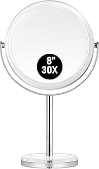 MIYADIVA Makeup Mirror - 30X Magnifying Double-Sided Vanity Mirror for Desk/Travel with Stand, 8 in