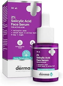 - The Derma Co 2% Salicylic Acid Face Serum | Reduces acne & blackheads | Tightens pores | Exfoliates & soothes inflammation | 30 ml