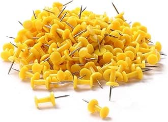 Tupalizy 200PCS Colored Plastic Push Pins Decorative Map Thumb Tacks with Steel for Bulletin Board and DIY Craft Home Office Use (Yellow)