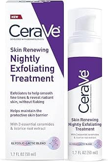 CeraVe Skin Renewing Nightly Exfoliating Treatment, Anti Aging Serum With 5% Blend Of Glycolic Acid & Lactic Acid, Wrinkles & Dark Spot Corrector For Face, Exfoliating Gel, 1.7 Oz