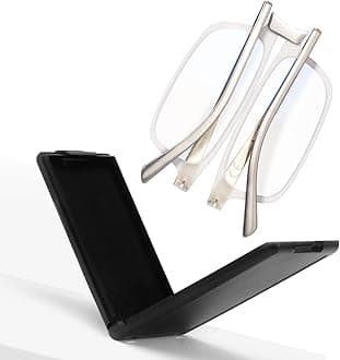 SKYOAK Evolved Folding Reading Glasses For Women Men Blue Light Blocking Anti UV Eyestrain Foldable Portable Compact Readers with Flat Hard Case Pocket Computer glasses 2.0 CLEAR